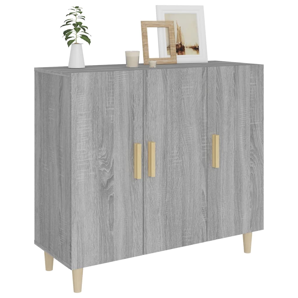 skab 90x34x80 cm konstrueret træ grå sonoma-eg