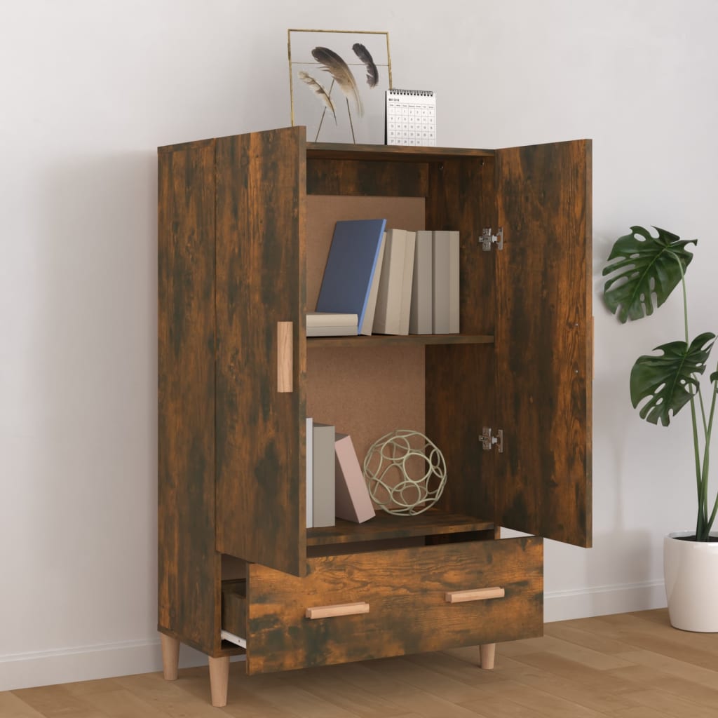 skab 70x31x115 cm konstrueret træ røget egetræsfarve