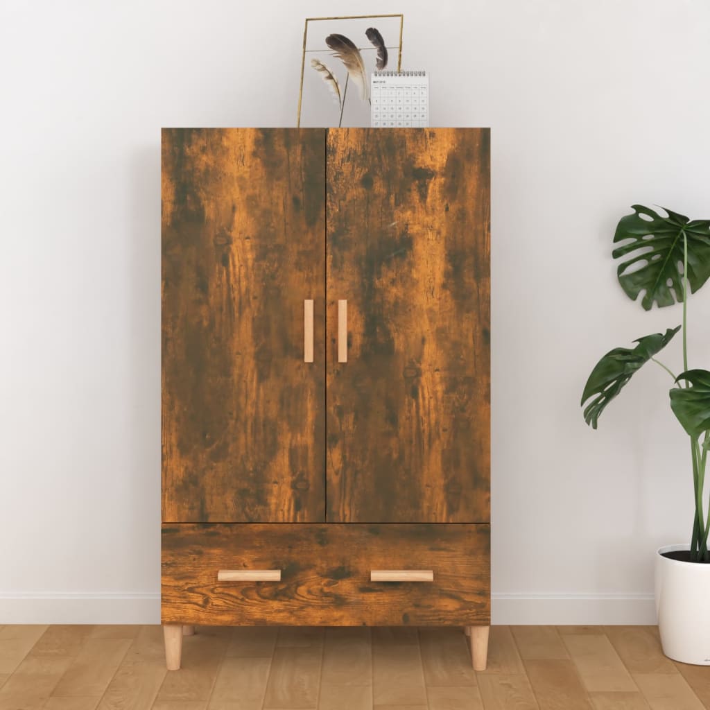 skab 70x31x115 cm konstrueret træ røget egetræsfarve