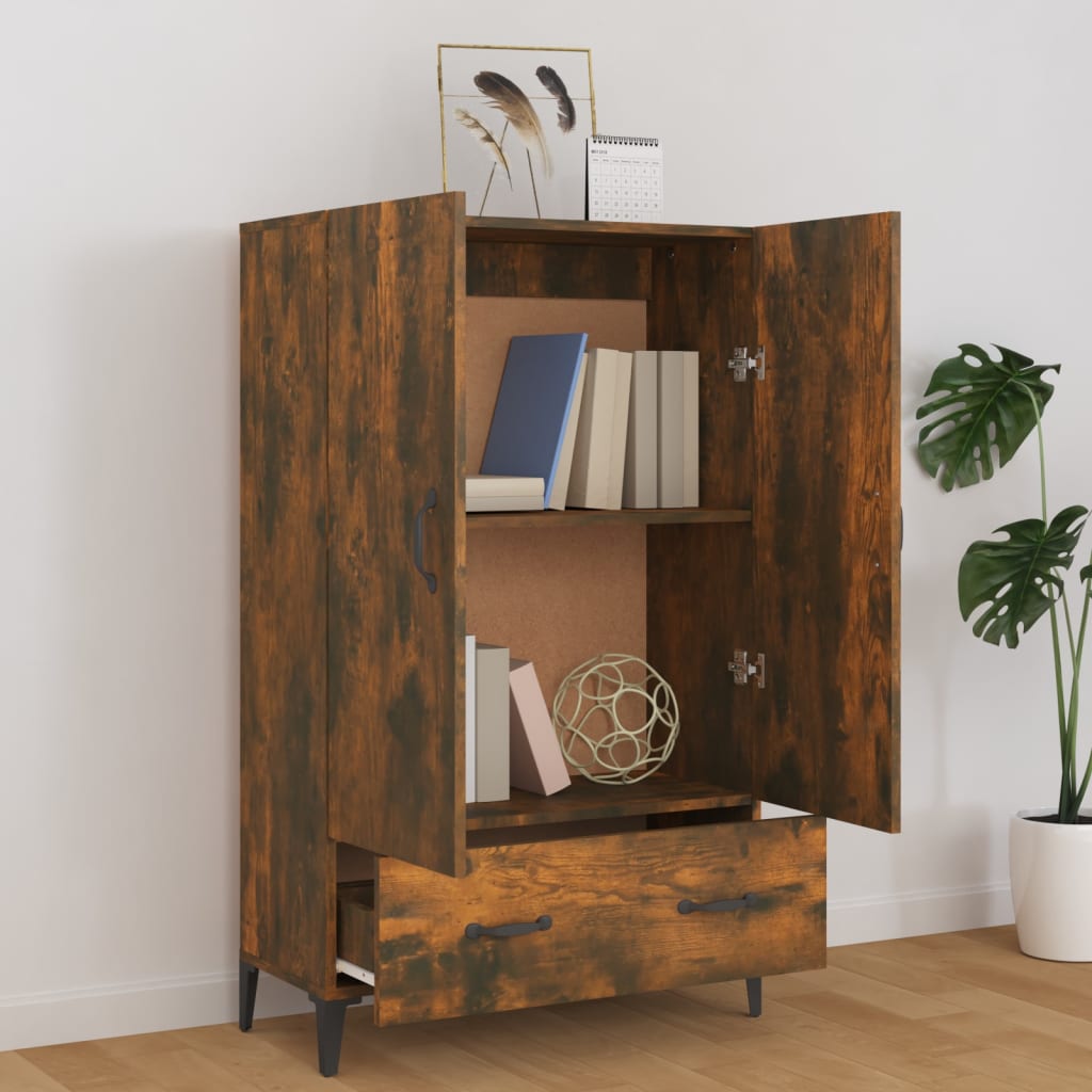 skab 70x31x115 cm konstrueret træ røget egetræsfarve