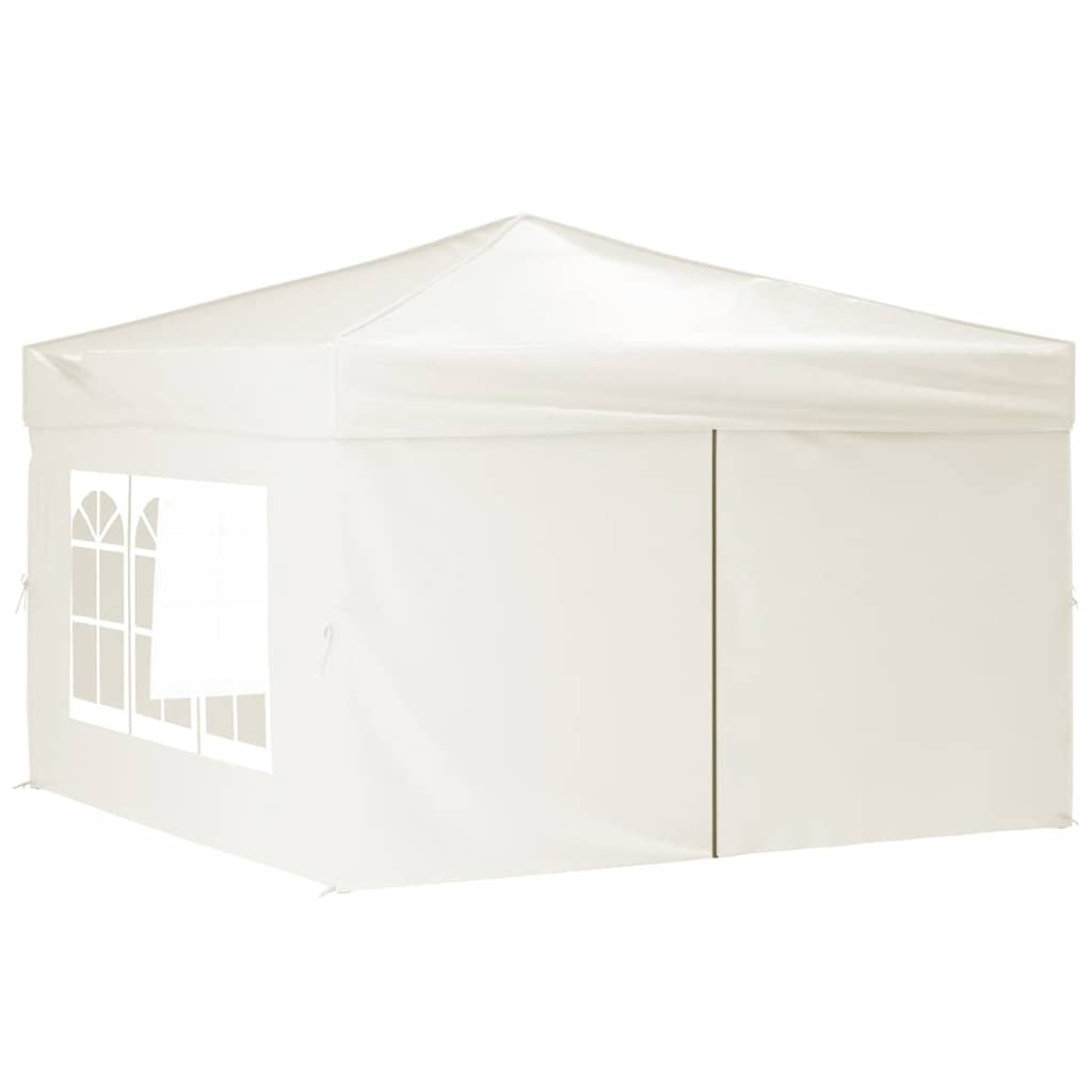 foldbart festtelt med sidevægge 3x3 m cremefarvet