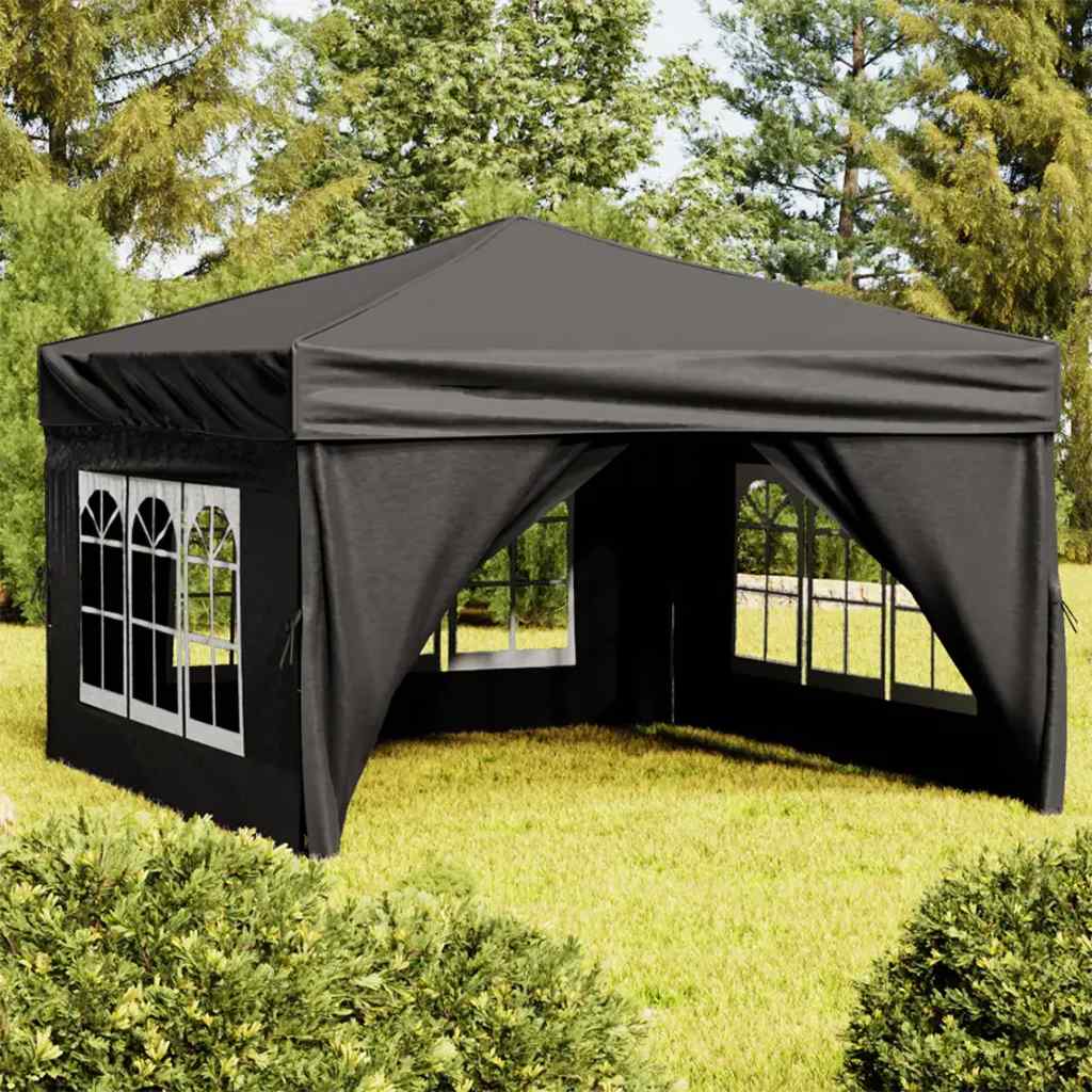foldbart festtelt med sidevægge 2x2 m sort