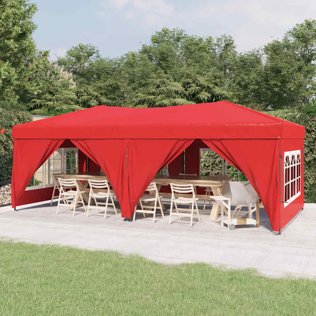 foldbart festtelt med sidevægge 3x6 m rød billede
