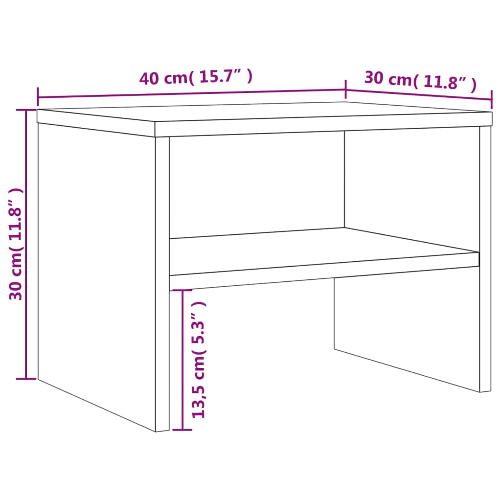 sengeborde 2 stk. 40x30x30 cm konstrueret træ røget egetræ