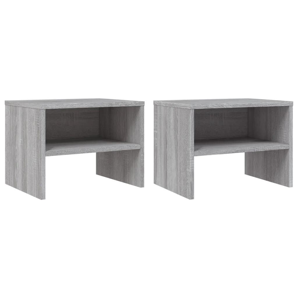 sengeborde 2 stk. 40x30x30 cm konstrueret træ grå sonoma-eg