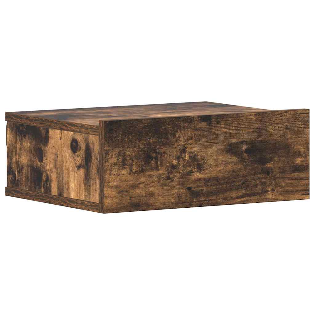 væghængte natborde 2 stk. 40x30x15 cm konstrueret træ røget eg