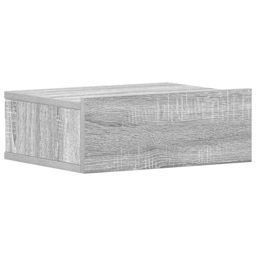 væghængt natbord 40x30x15 cm konstrueret træ grå sonoma