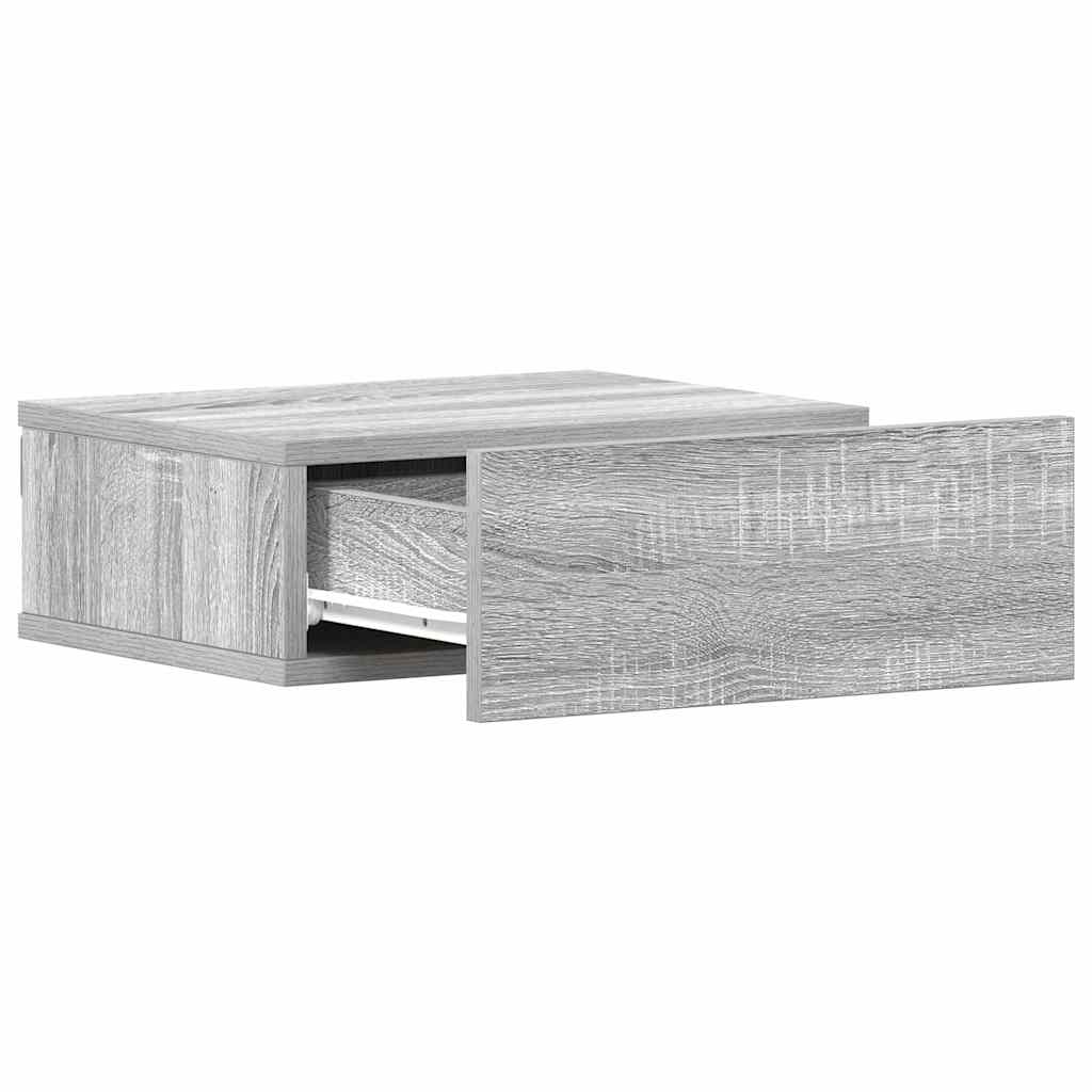 væghængt natbord 40x30x15 cm konstrueret træ grå sonoma