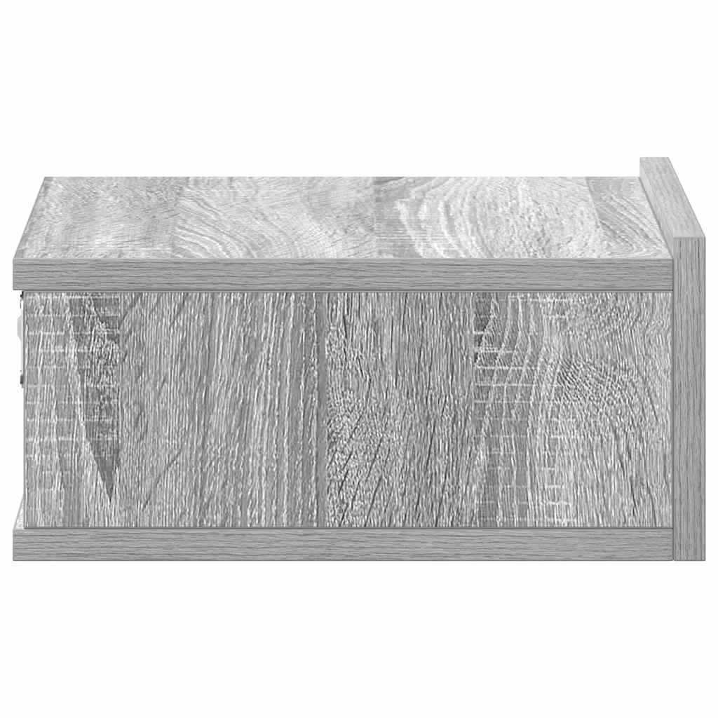 væghængt natbord 40x30x15 cm konstrueret træ grå sonoma
