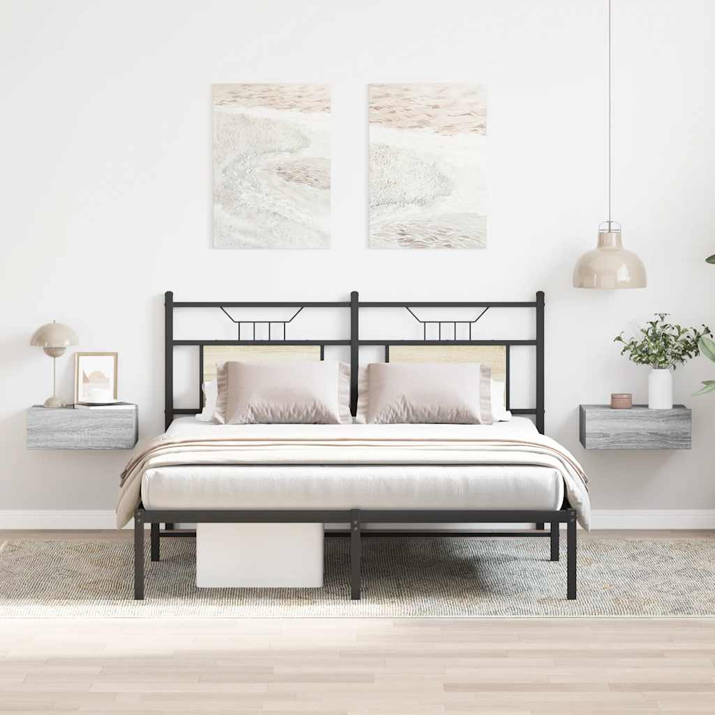 natborde til væg 2 stk. 40x30x15 cm konstrueret træ grå sonoma billede