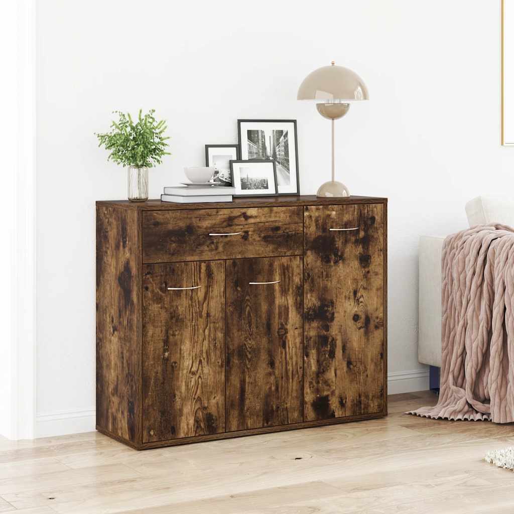 skænk 88x30x70 cm konstrueret træ røget egetræsfarve