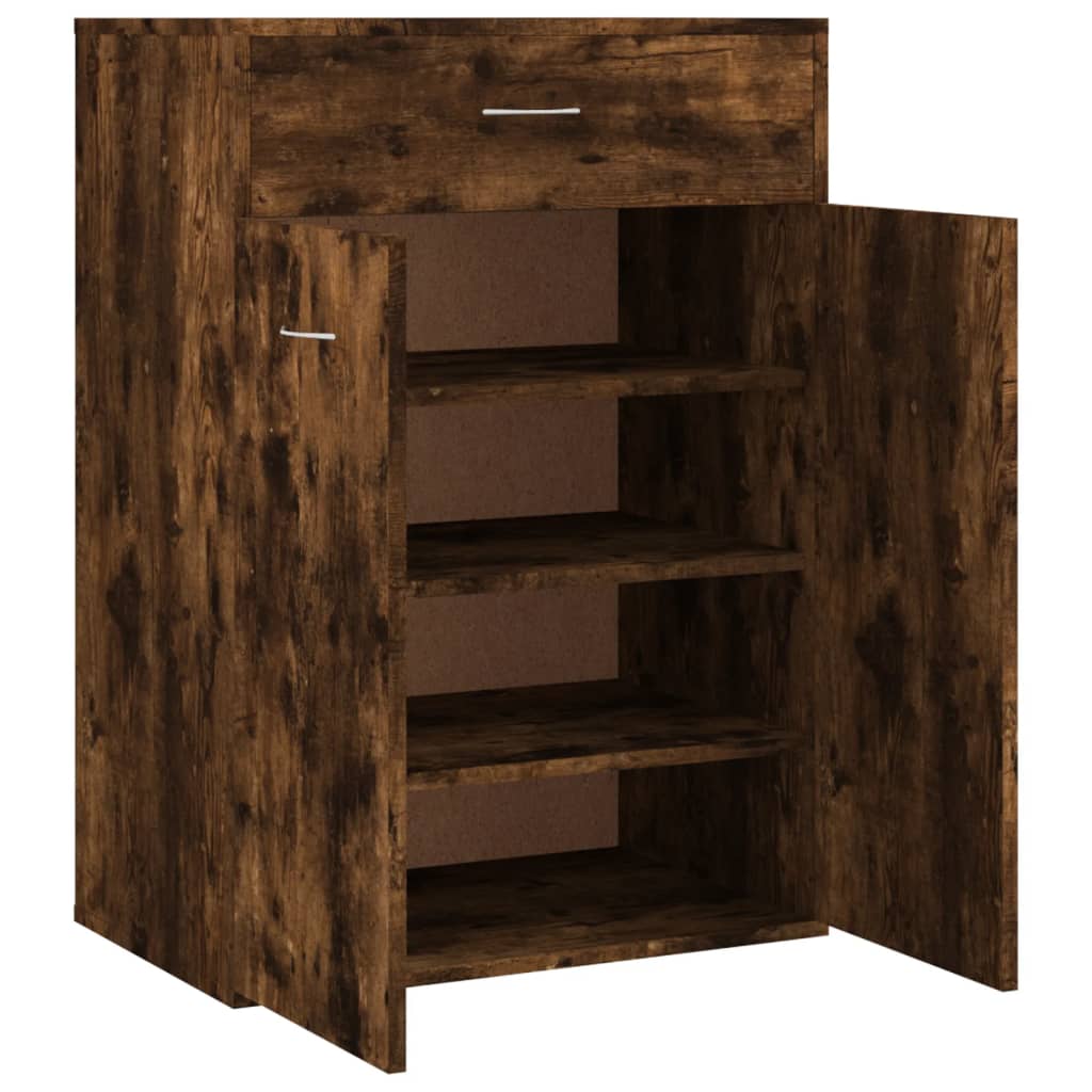 skoskab 60x35x84 cm konstrueret træ røget egetræsfarve