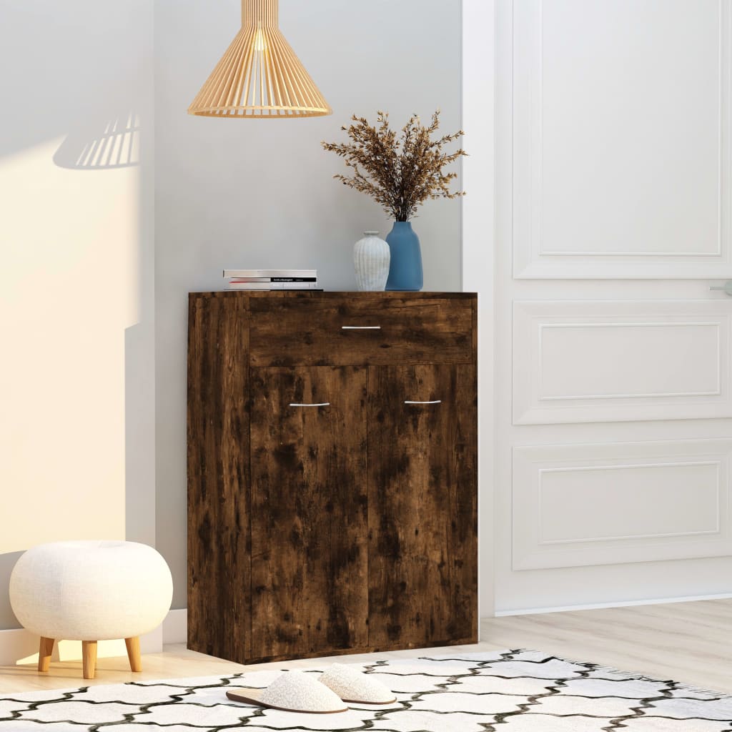 skoskab 60x35x84 cm konstrueret træ røget egetræsfarve