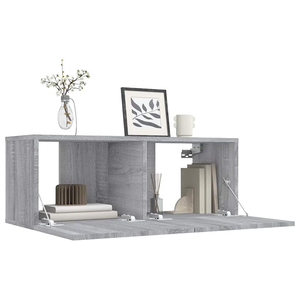 tv-bord 80x30x30 cm konstrueret træ grå sonoma-eg