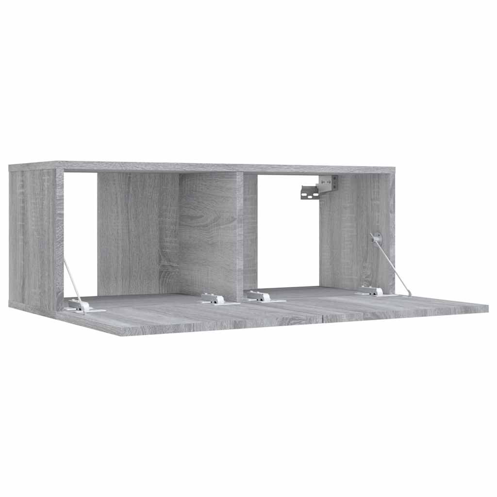 tv-bord 80x30x30 cm konstrueret træ grå sonoma-eg