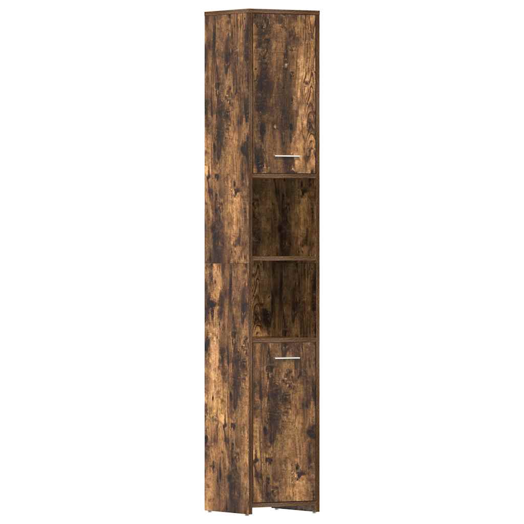 badeværelsesskab 30x30x183,5 cm konstrueret træ røget egetræ