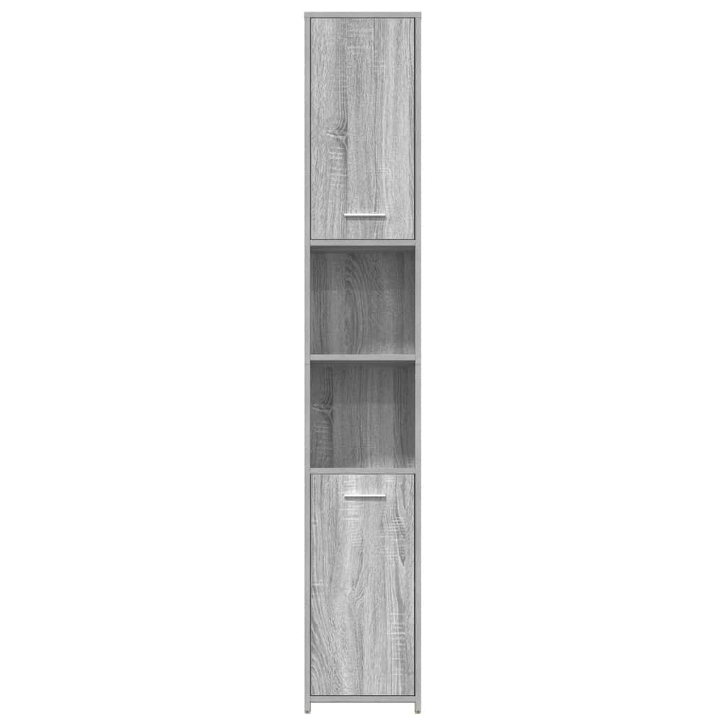 badeværelsesskab 30x30x183,5 cm konstrueret træ grå sonoma-eg