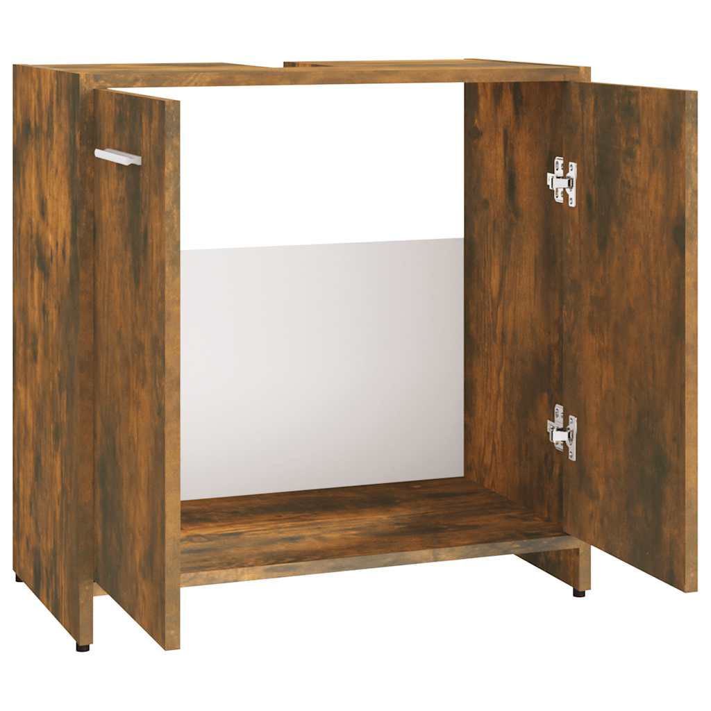 badeværelsesskab 60x33x60 cm konstrueret træ røget egetræ