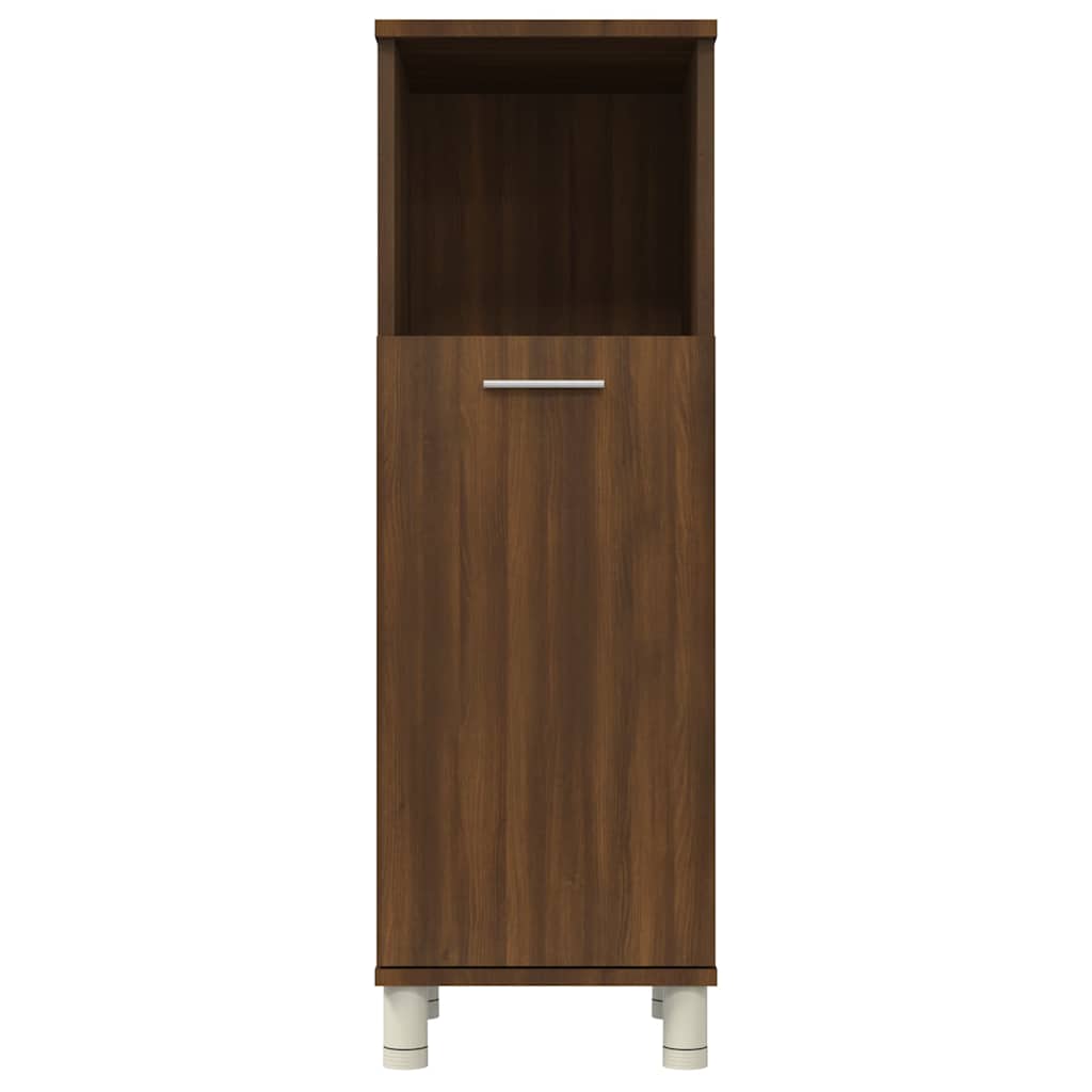 badeværelsesskab 30x30x95 cm konstrueret træ brunt egetræ