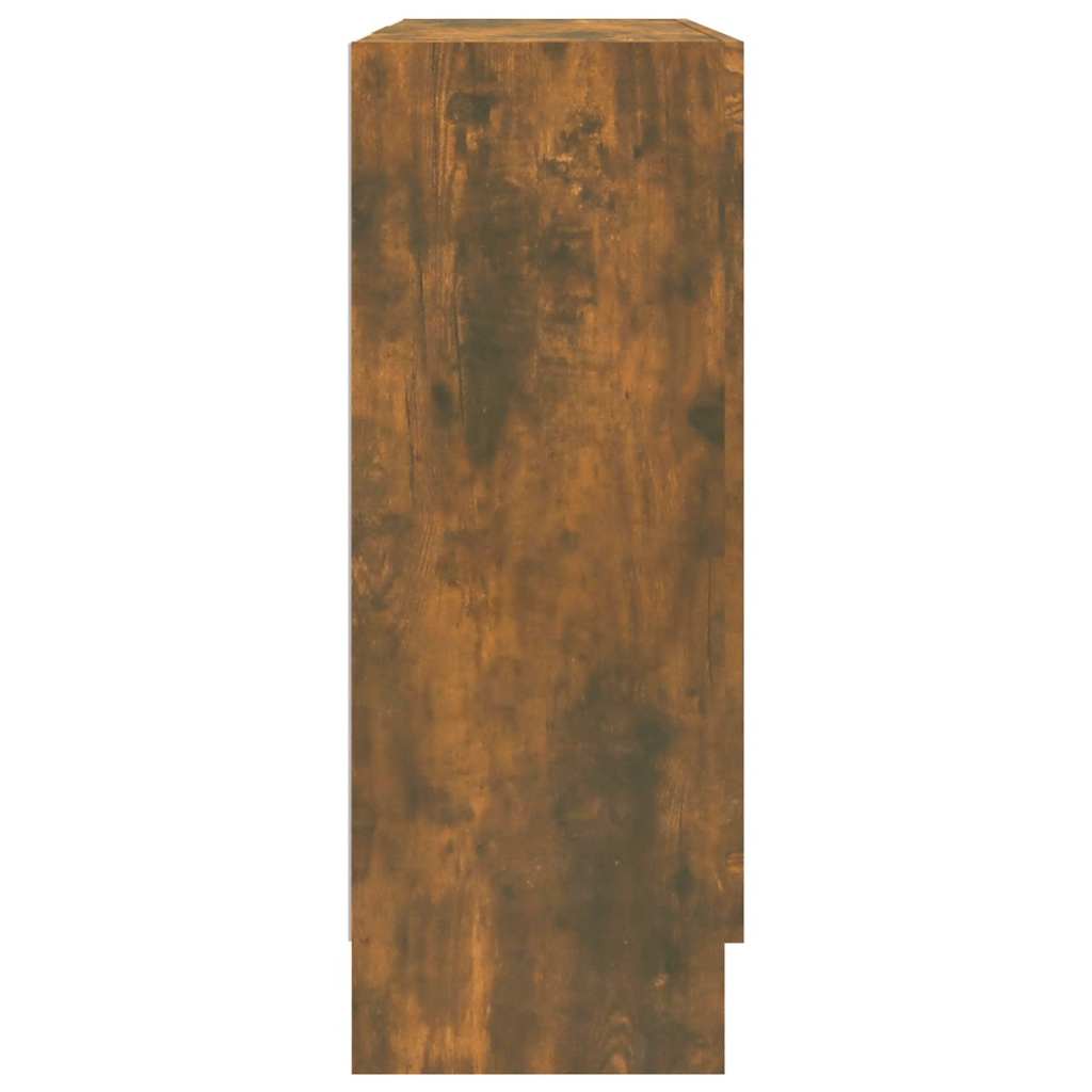 vitrineskab 82,5x30,5x80 cm konstrueret træ røget egetræ