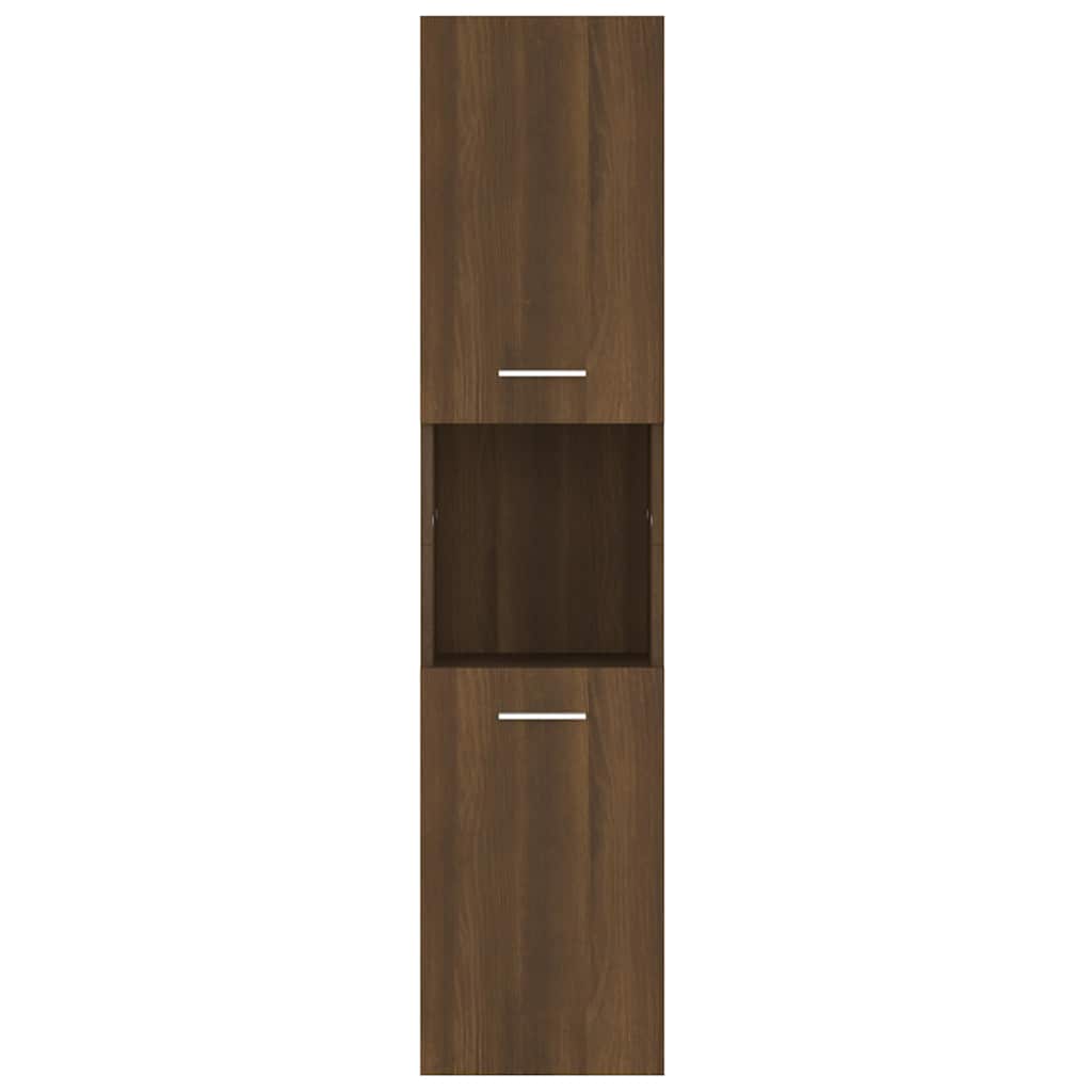 badeværelsesskab 30x30x130 cm konstrueret træ brun egetræ