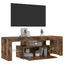 tv-bord med LED-lys 120x35x40 cm røget eg