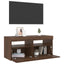 tv-bord med LED-lys 90x35x40 cm brun egetræsfarve