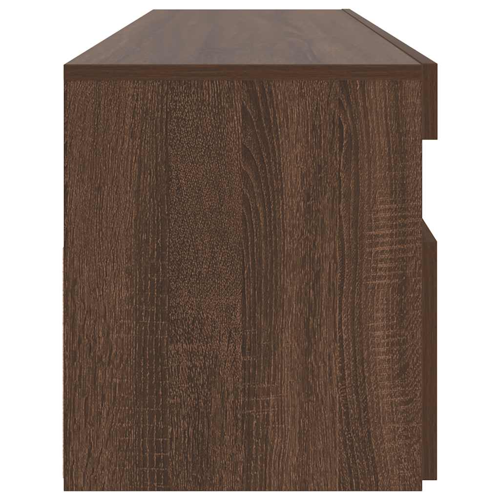 tv-bord med LED-lys 90x35x40 cm brun egetræsfarve