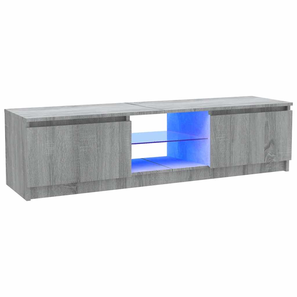 tv-bord med LED-lys 120x30x36 cm grå sonoma-eg