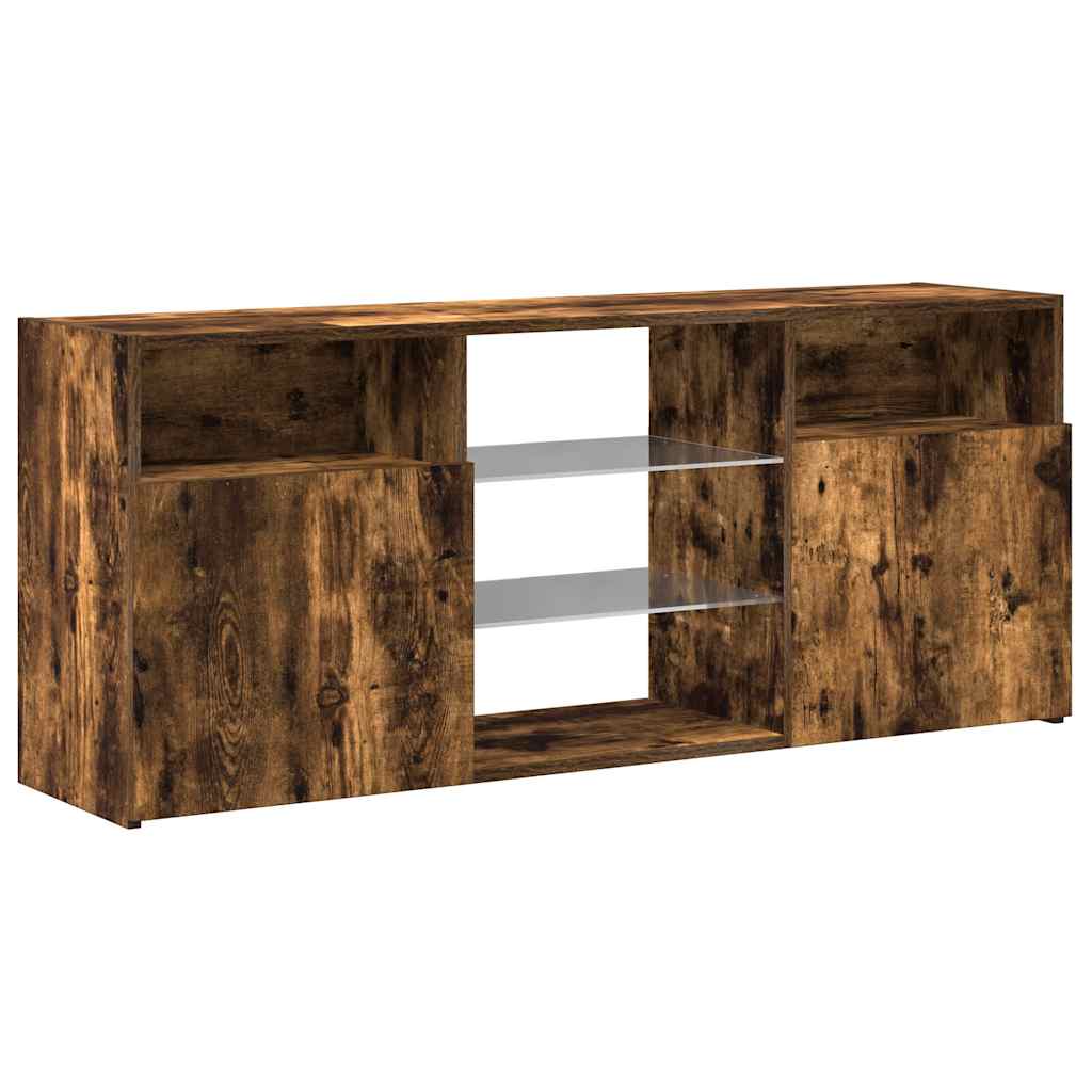 tv-bord med LED-lys 120x30x50 cm røget egetræsfarve