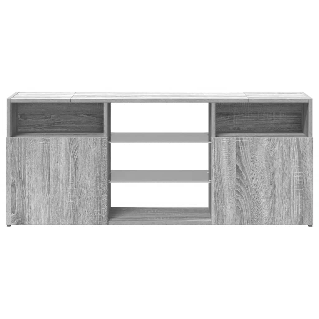 tv-bord med LED-lys 120x30x50 cm grå sonoma-eg
