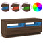 tv-bord med LED-lys 100x35x40 cm brun eg