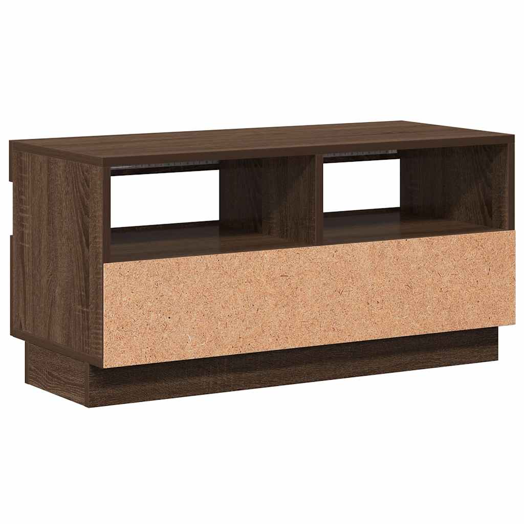 tv-bord med LED-lys 80x35x40 cm brun eg