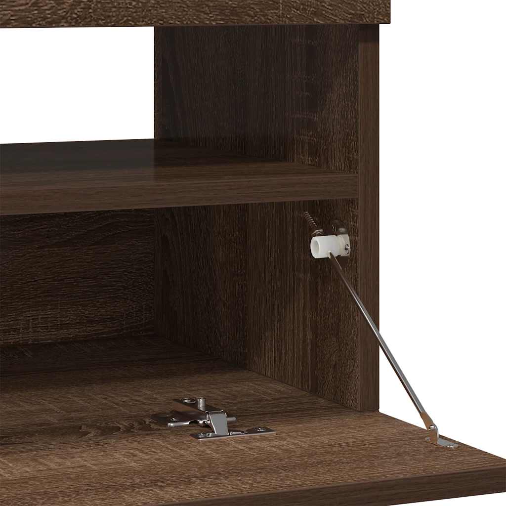 tv-bord med LED-lys 80x35x40 cm brun eg