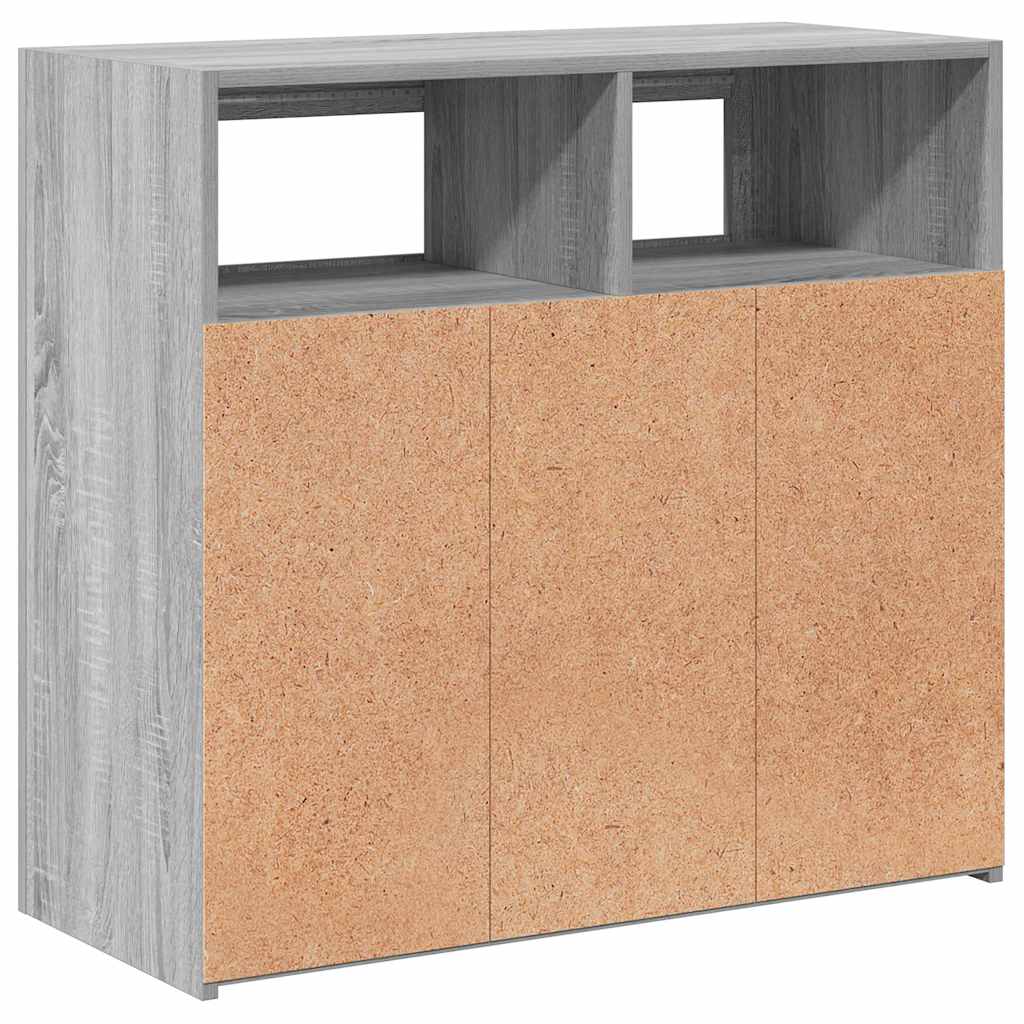 skænk med LED-lys 80x35x75 cm grå sonoma-eg