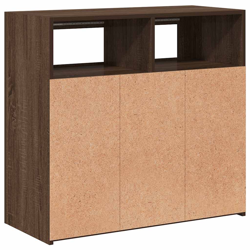 skænk med LED-lys 80x35x75 cm brun eg