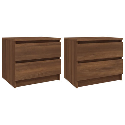 sengeborde 2 stk. 50x39x43,5 cm konstrueret træ brunt egetræ