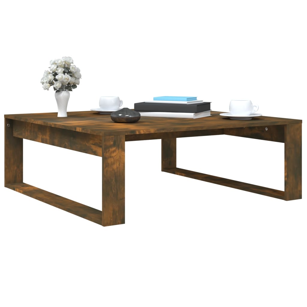 sofabord 100x100x35 cm konstrueret træ røget egetræsfarve