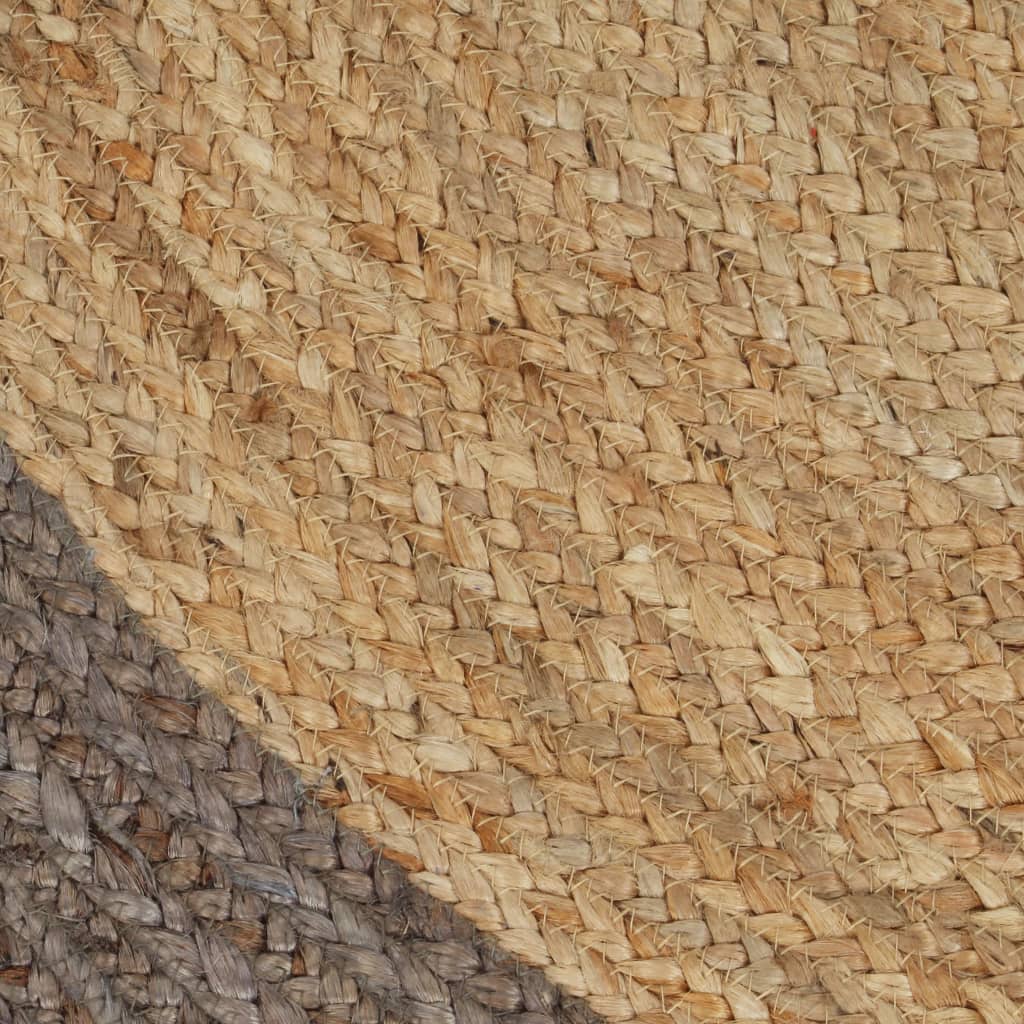håndlavet gulvtæppe 180 cm jute grå kant
