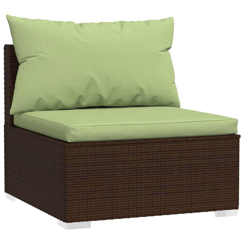 loungesæt til haven 5 dele med hynder polyrattan brun