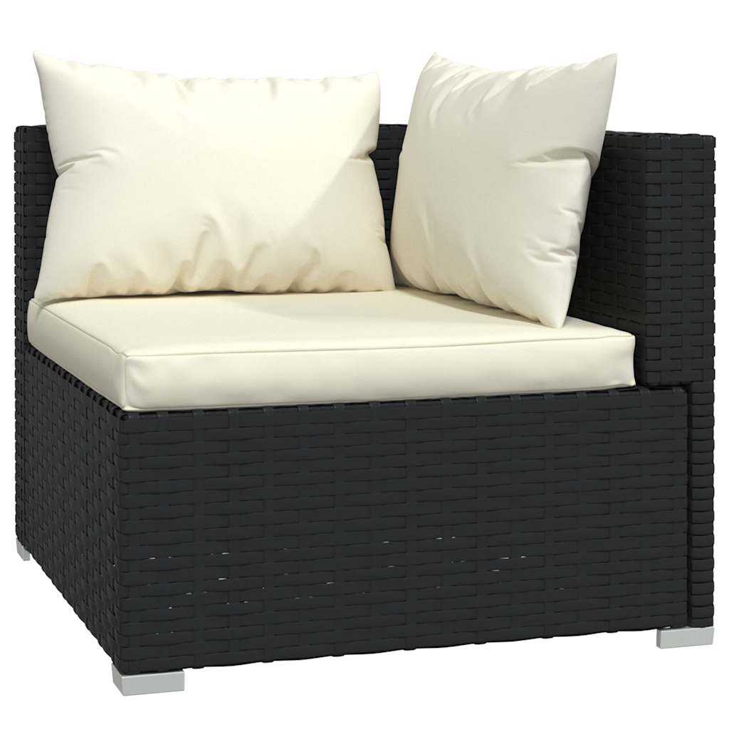 haveloungesæt 4 dele med hynder polyrattan sort