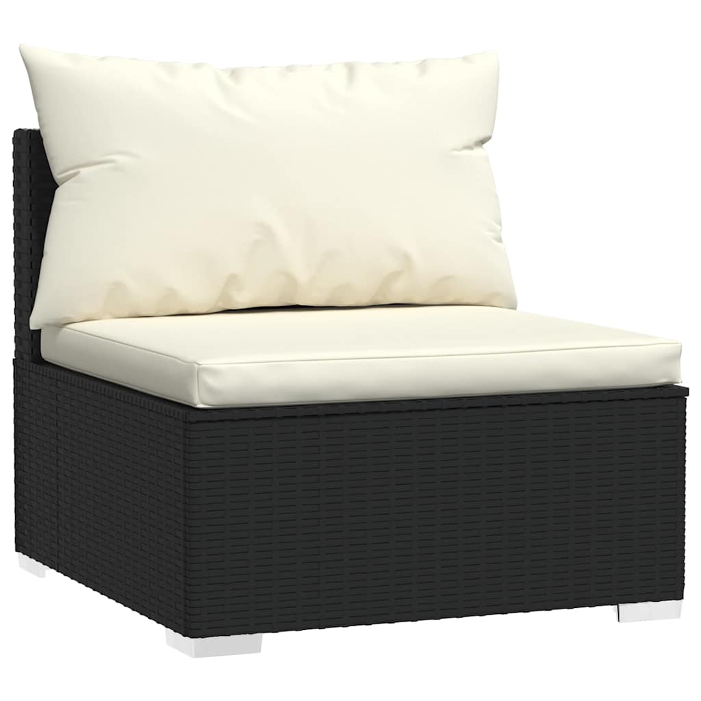 haveloungesæt 4 dele med hynder polyrattan sort
