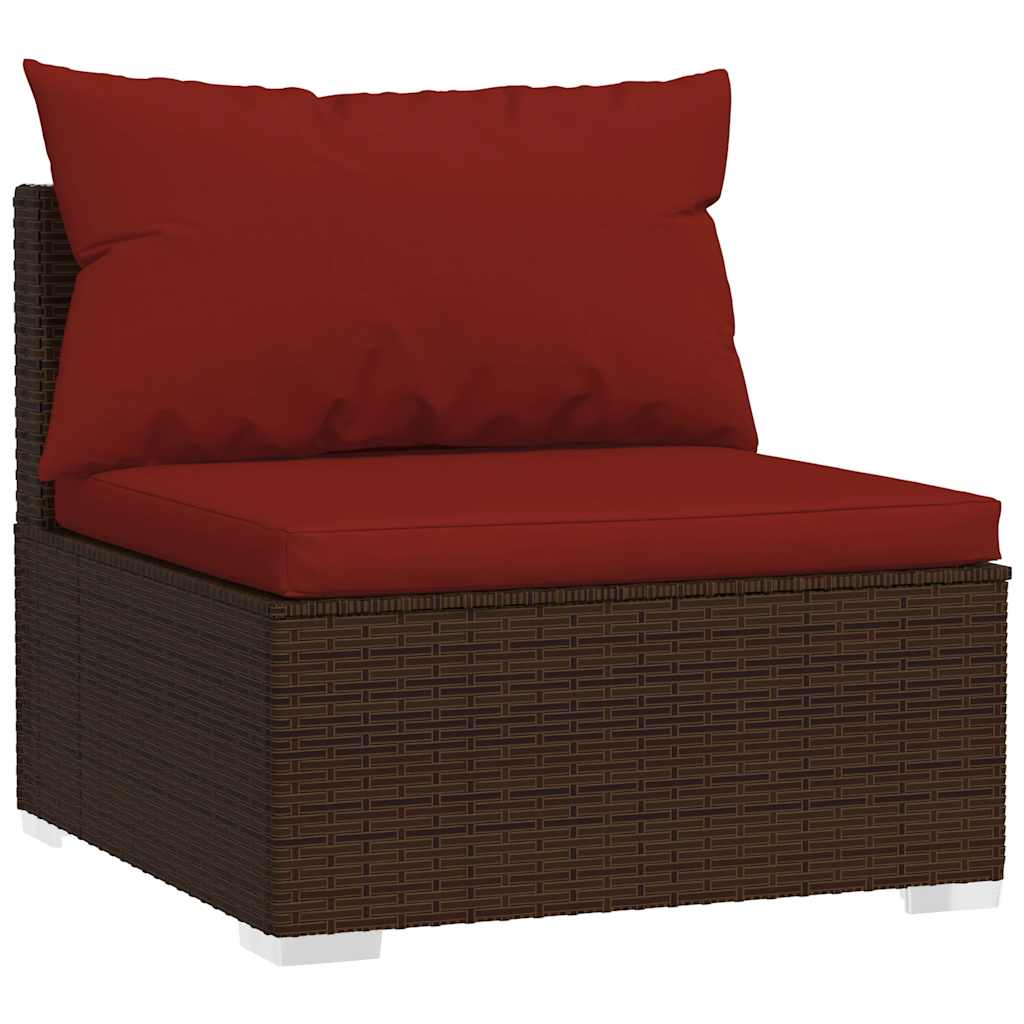 haveloungesæt 4 dele med hynder polyrattan brun