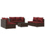 loungesæt til haven 7 dele med hynder polyrattan brun