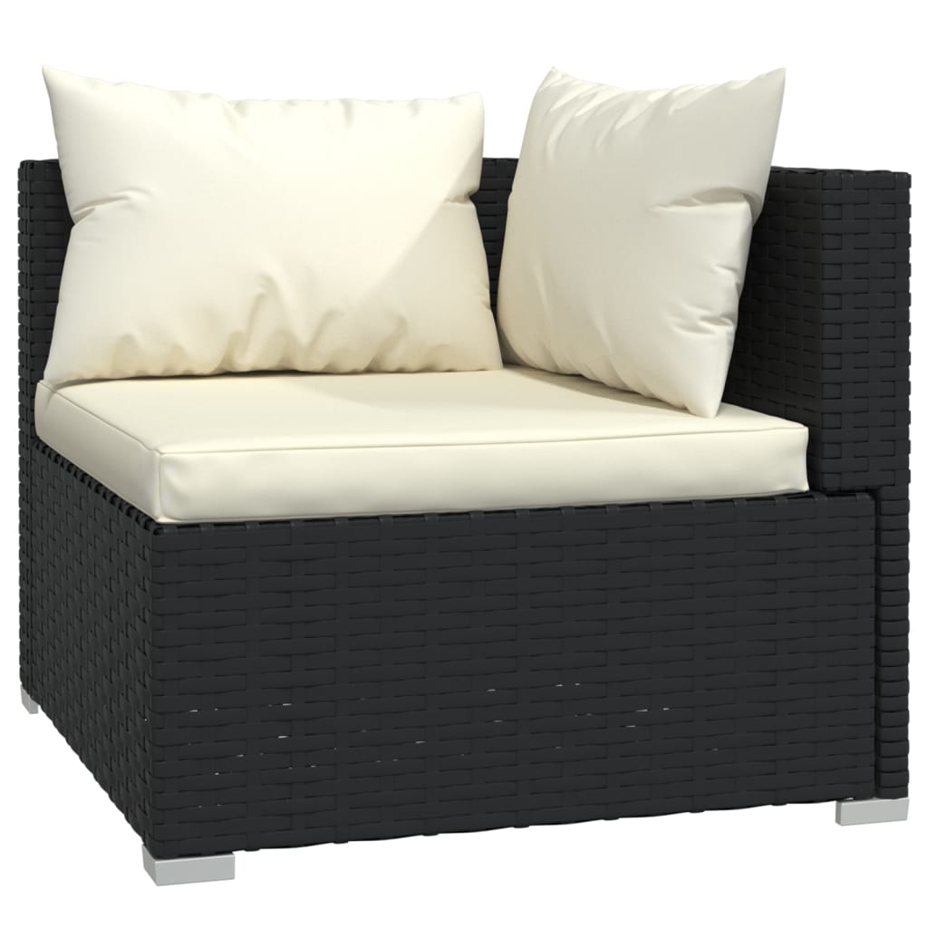 loungesæt til haven 9 dele med hynder polyrattan sort