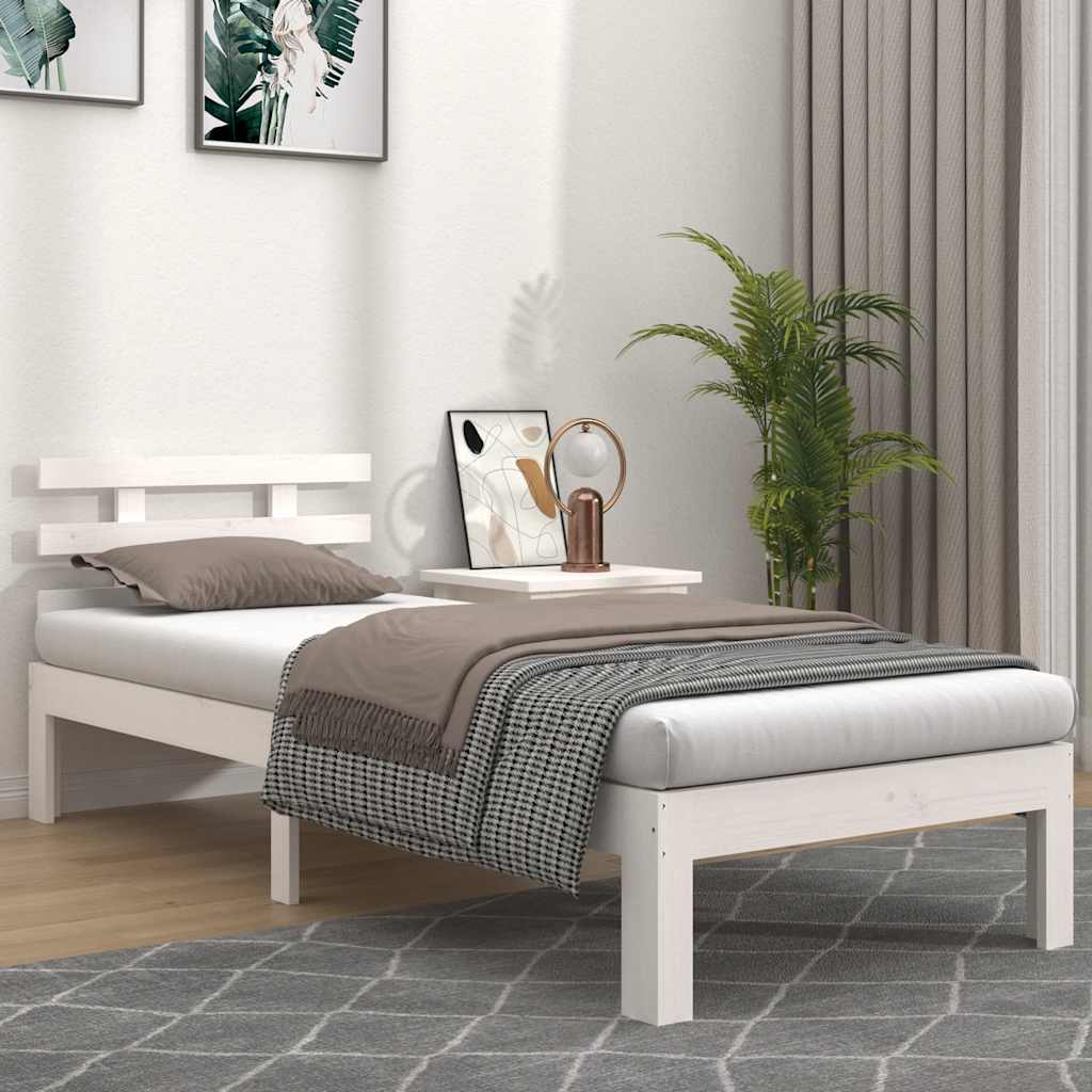 sengeramme 100x200 cm massivt fyrretræ hvid