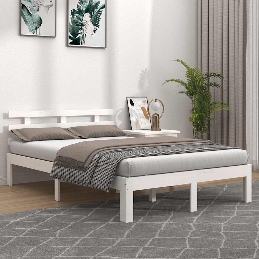 sengeramme 200x200 cm massivt træ hvid