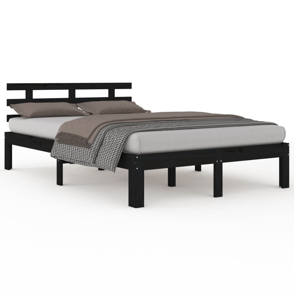 sengeramme 200x200 cm massivt træ sort