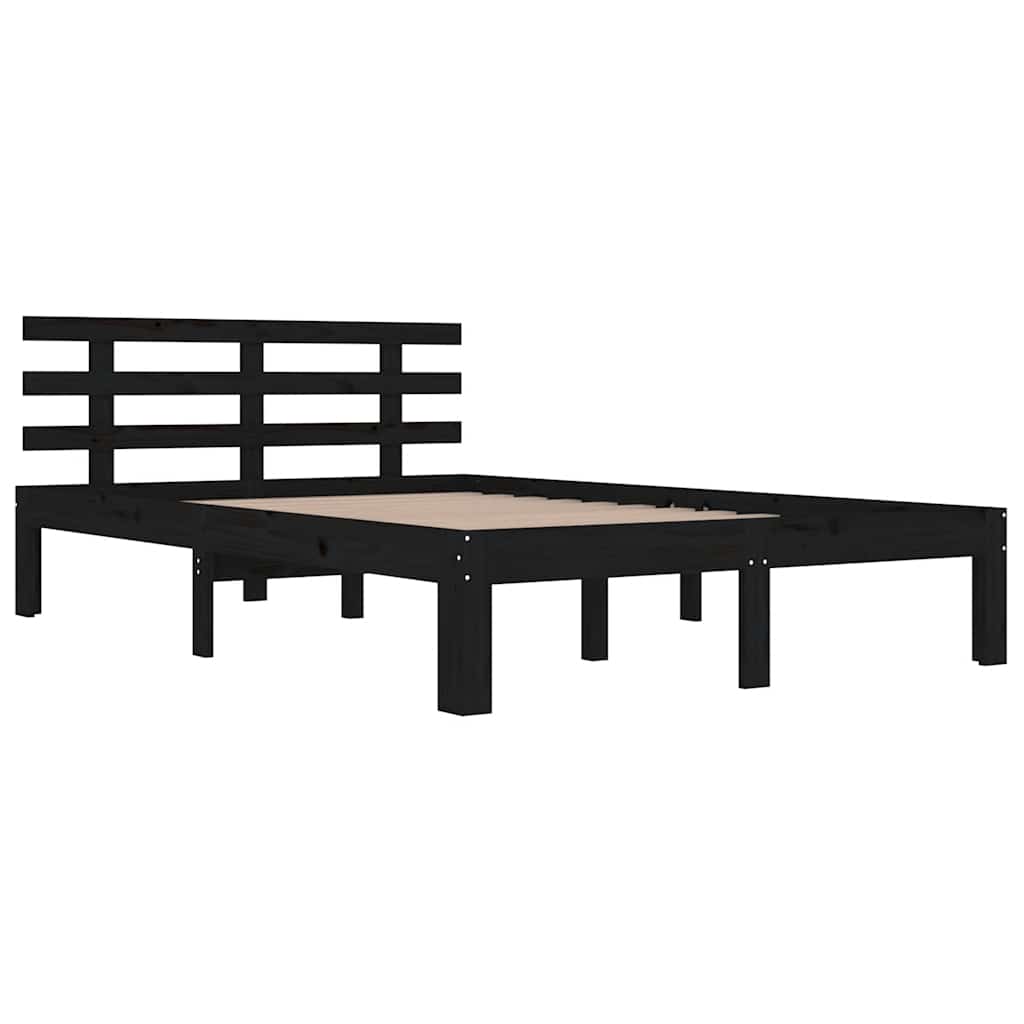 sengeramme 200x200 cm massivt træ sort
