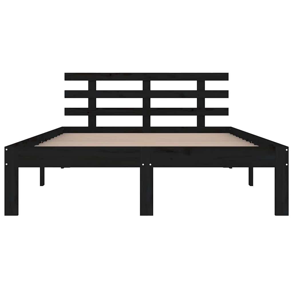 sengeramme 200x200 cm massivt træ sort